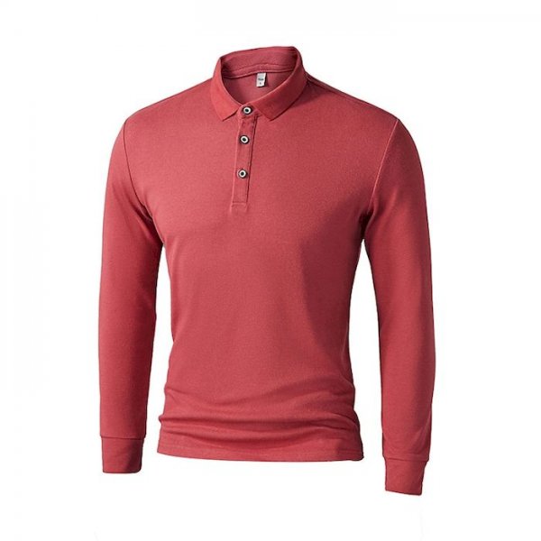 Men's Golf Shirt Solid Color Button-Down Long Sleeve Street Tops Cotton Business Simple Sportswear Casual Blue Black Red