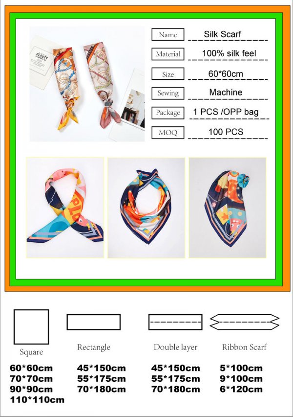 Summer Digital Printing Luxury Woman Big Polyester Scarves Printed Personalized long Square 100% Satin Silk Hijab Scarf