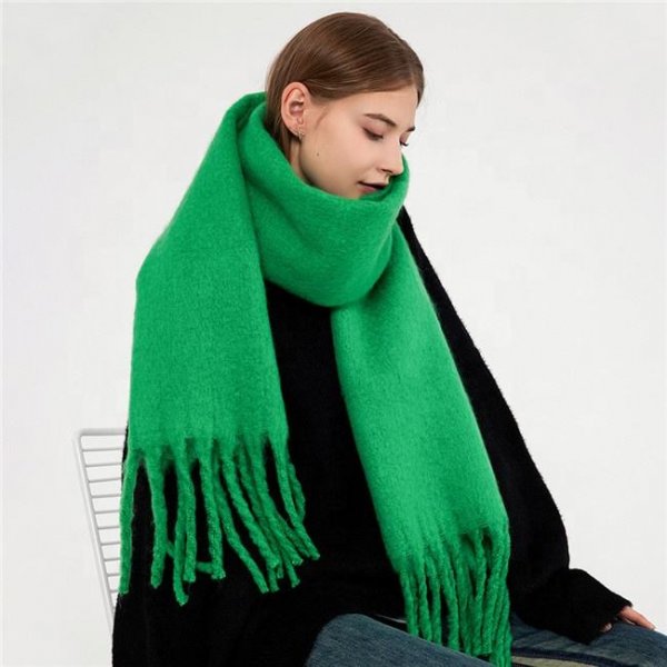 Large Size Solid Plain Colors Women Cashmere Touch Feeling Classic Soft Luxurious Winter Warm Thick Big Tassels Scarf