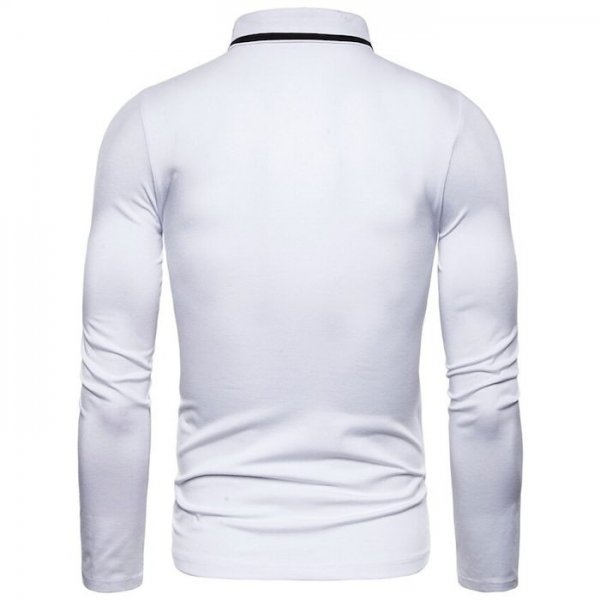 Men's Golf Shirt Solid Color Button-Down Long Sleeve Street Tops Cotton Business Casual Comfortable White Black Navy Blue