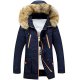 men lengthened fur hooded down coats heavy parka winter jackets blue l