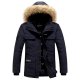 men's faux fur removable hooded -padded coat winter warm long down water resistant parka jacket navy