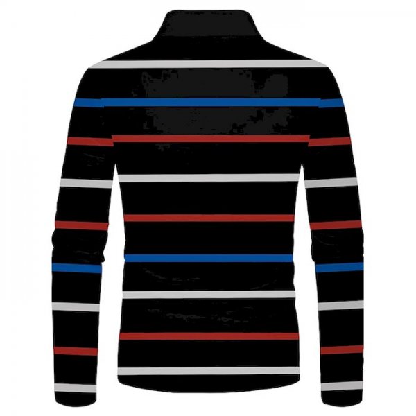 Men's Golf Shirt Striped Graphic Print Long Sleeve Casual Tops Casual Black