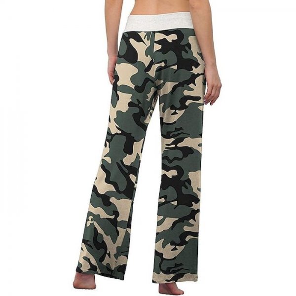 Women's Casual / Sporty Comfort Weekend Home Chinos Pants Camouflage Full Length Drawstring Black Blue Red Blushing Pink Green