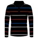 Men's Golf Shirt Striped Graphic Print Long Sleeve Casual Tops Casual Black