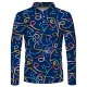 Men's Golf Shirt 3D Print Cartoon 3D Print Button-Down Long Sleeve Street Tops Sportswear Casual Fashion Comfortable Royal Blue