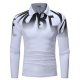 Men's Golf Shirt Letter Button-Down Print Long Sleeve Street Tops Cotton Sportswear Casual Fashion Comfortable White Dark Gray