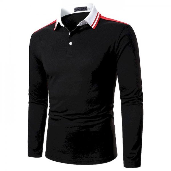 Men's Golf Shirt Solid Colored Patchwork Long Sleeve Daily Tops Business Black / Work