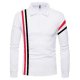 Men's Golf Shirt Striped Graphic Print Long Sleeve Casual Tops Casual White Navy Blue